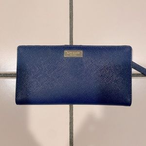 Kate Spade | Navy Antiscratch Leather Bifold Wallet